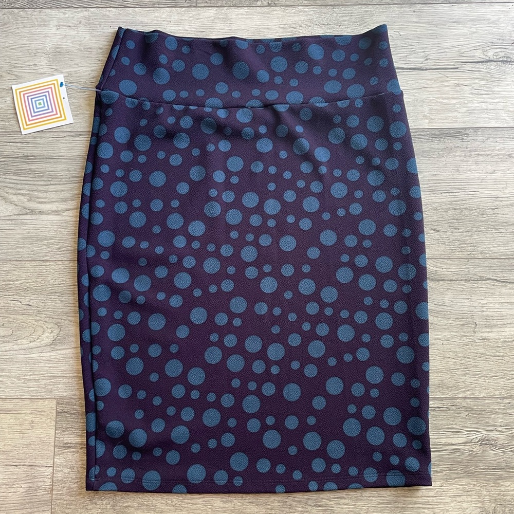 NWT Lularoe Navy blue polka dot pencil cassie skirt size XL